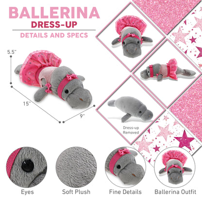 WILD COLLECTION PLUSH - 15" GREY MANATEE BALLERINA