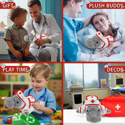 WILD COLLECTION PLUSH - 15" GREY MANATEE NURSE