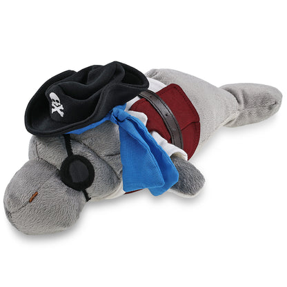 WILD COLLECTION PLUSH - 15" GREY MANATEE PIRATE DRESS UP
