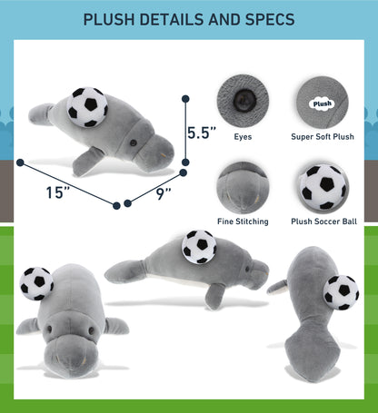 WILD COLLECTION PLUSH - 15" GREY MANATEE