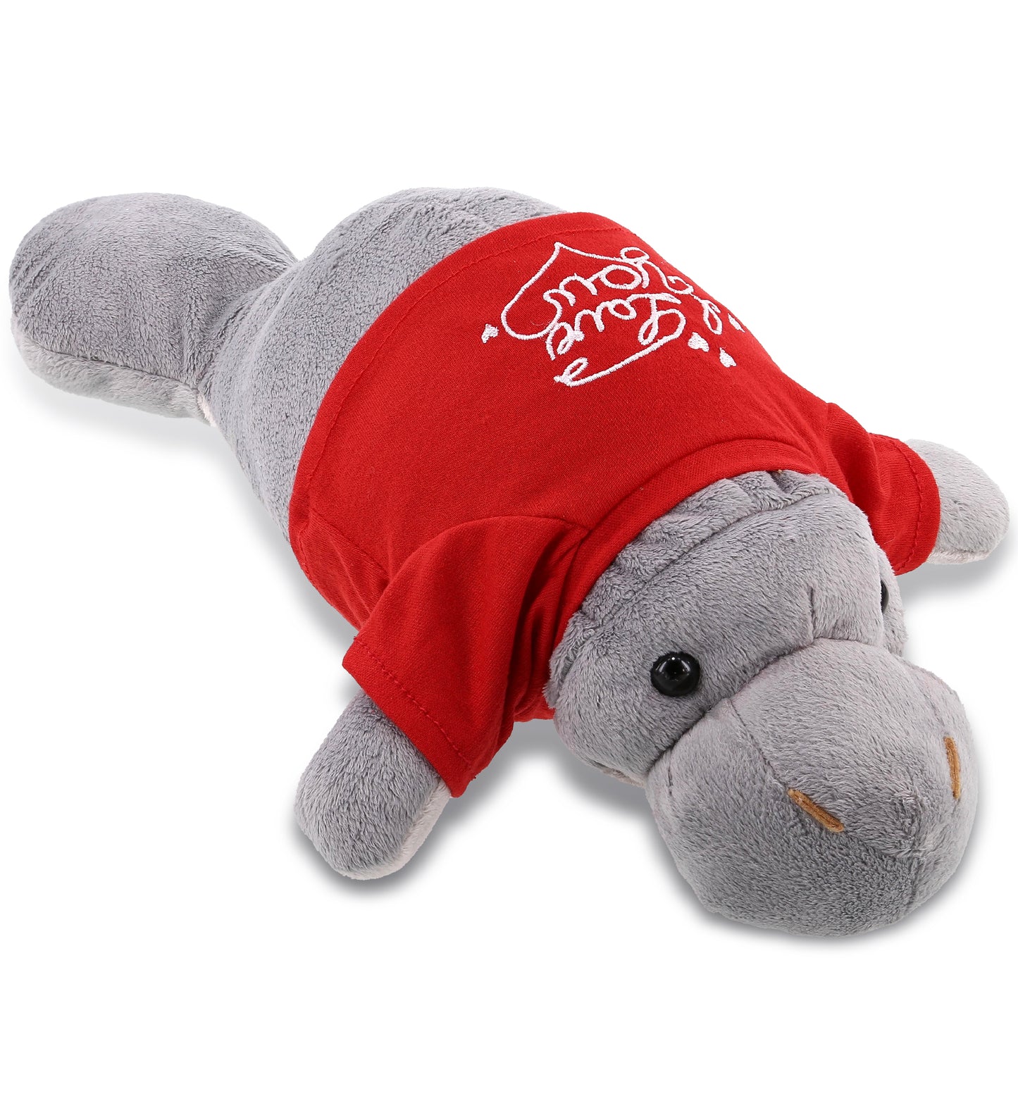 PLUSH I LOVE YOU RED SHIRT- WILD COLLECTION PLUSH - 15" GREY MANATEE