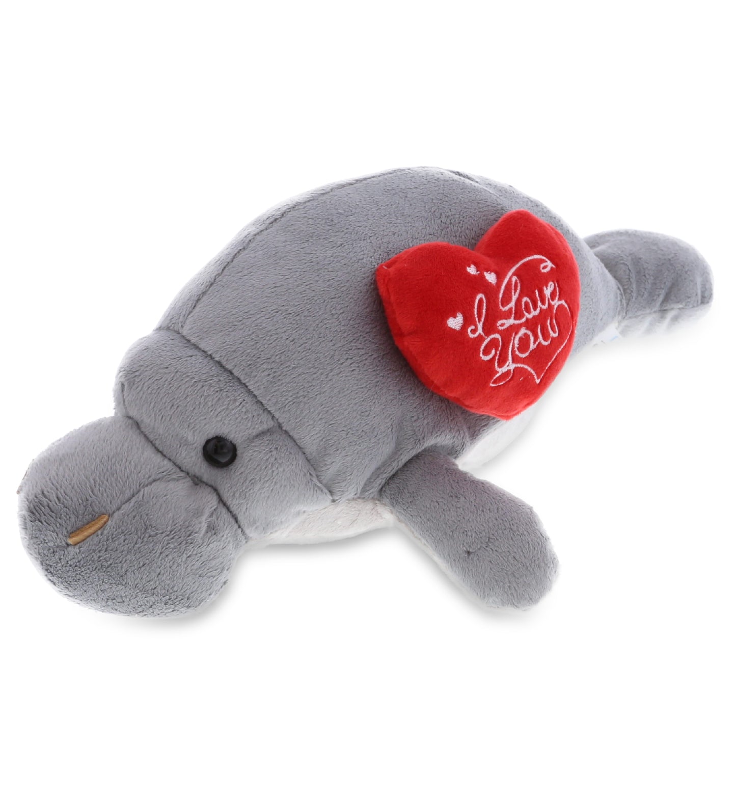 PLUSH I LOVE YOU RED HEART - WILD COLLECTION PLUSH - 15" GREY MANATEE