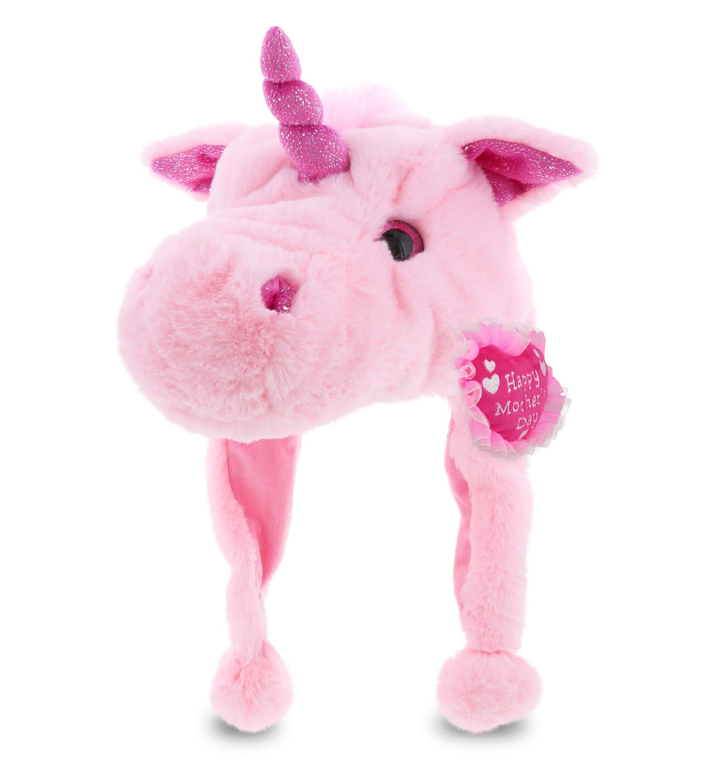 PLUSH MOTHERS DAY HEART - SUPER SOFT PLUSH HAT - PINK UNICORN