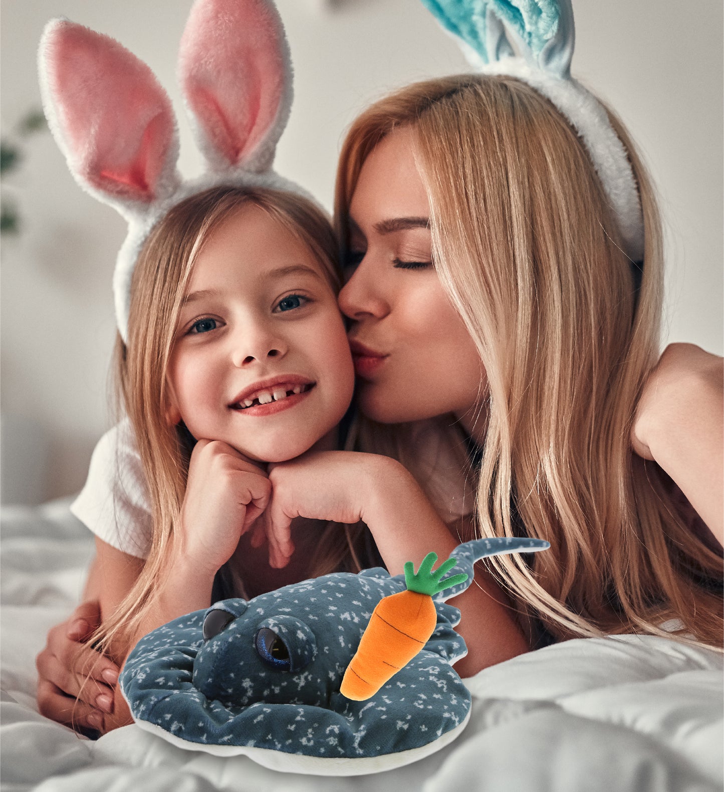 DolliBu Happy Easter Super Soft Plush Spotted Grey Ray with Carrot - 18.5 Inch