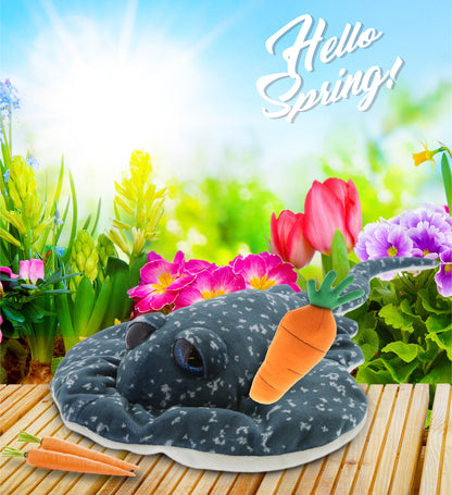DolliBu Happy Easter Super Soft Plush Spotted Grey Ray with Carrot - 18.5 Inch