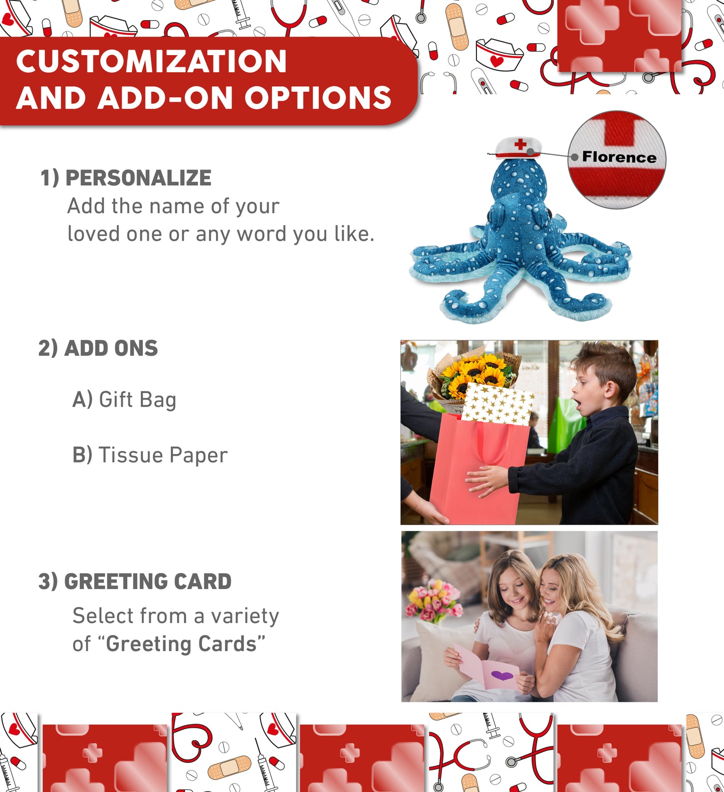 WILD COLLECTION PLUSH - 16" BLUE OCTOPUS With NURSE Dress-Up