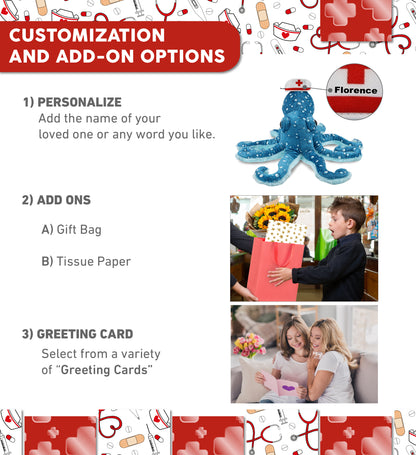 WILD COLLECTION PLUSH - 16" BLUE OCTOPUS With NURSE Dress-Up