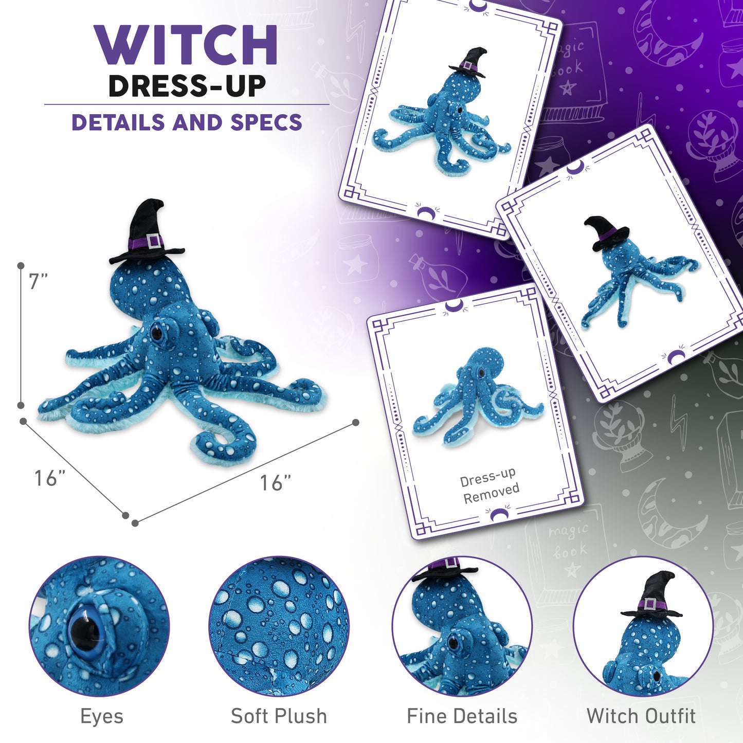 WILD COLLECTION PLUSH - 16" BLUE OCTOPUS WITCH