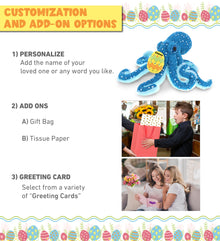 DolliBu Wild Collection Blue Octopus with Yellow Easter Egg Plush - 16 Inches