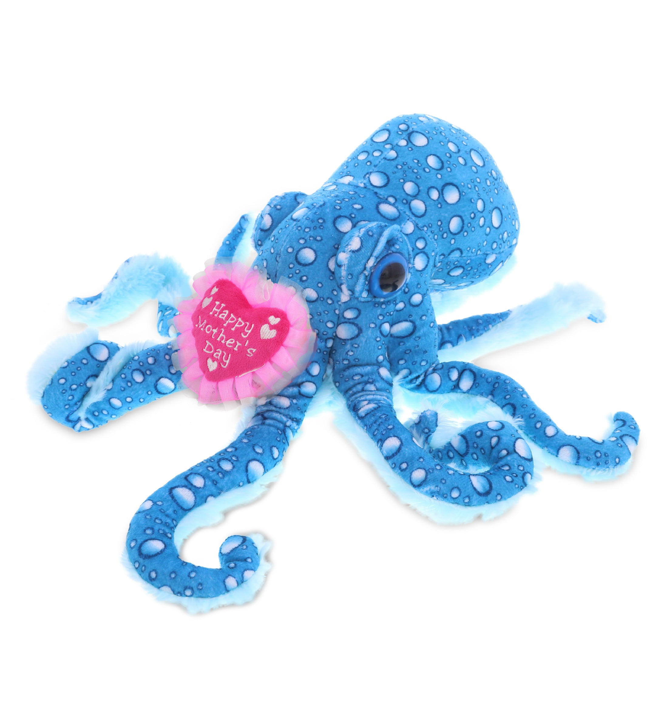 PLUSH MOTHERS DAY HEART - WILD COLLECTION PLUSH - 16" BLUE OCTOPUS