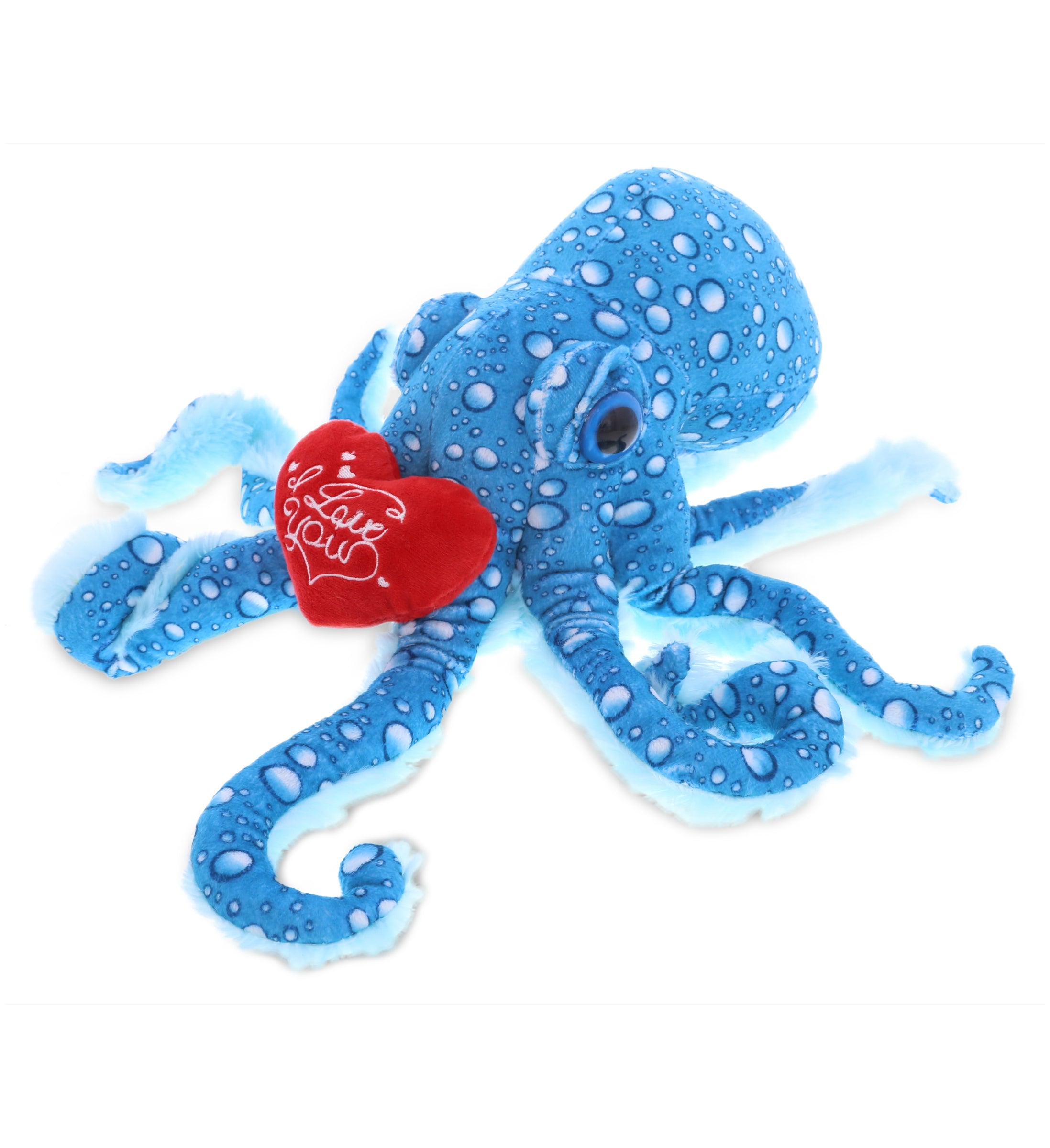 PLUSH I LOVE YOU RED HEART - WILD COLLECTION PLUSH - 16" BLUE OCTOPUS