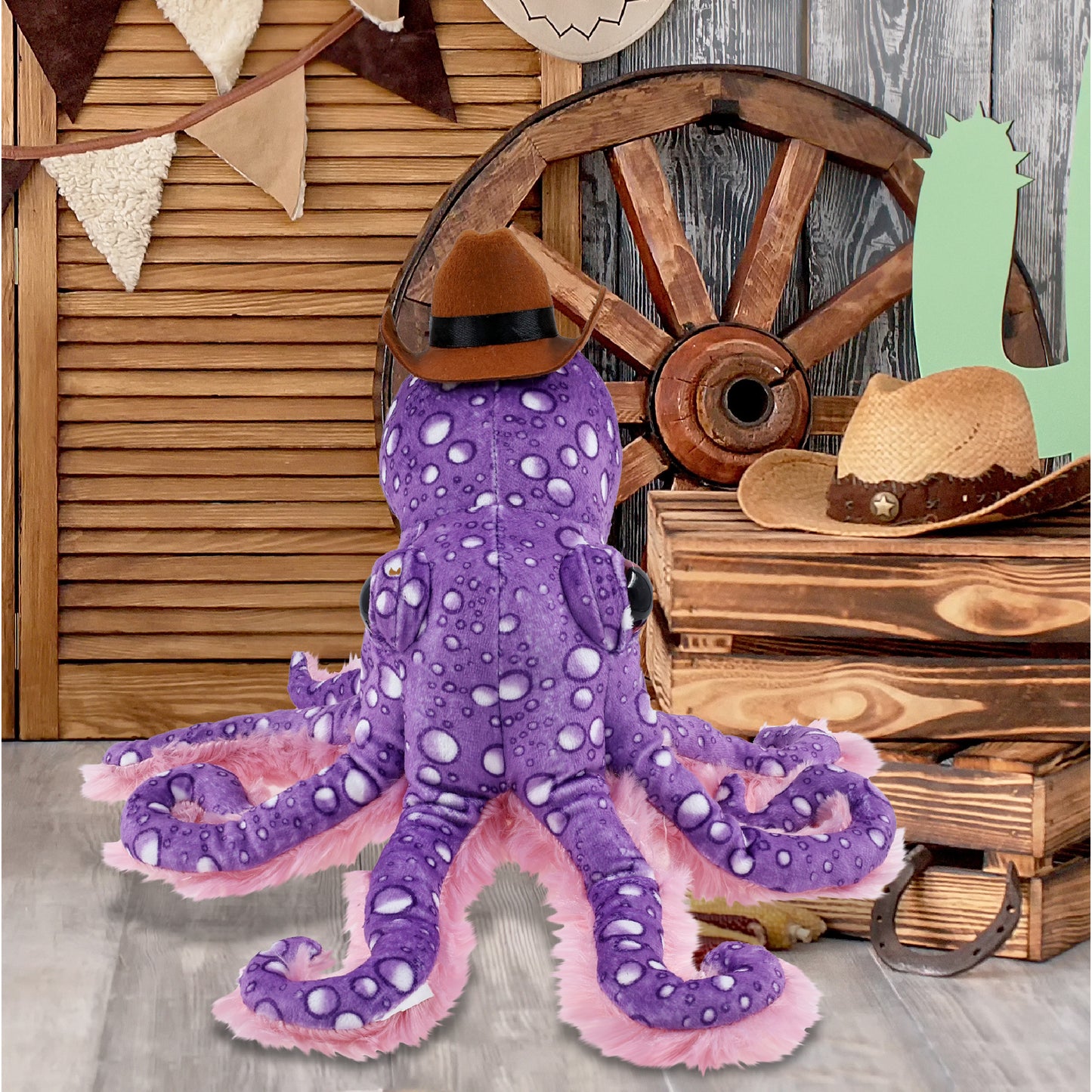WILD COLLECTION PLUSH - 12" PURPLE OCTOPUS With COWBOY Dress Up
