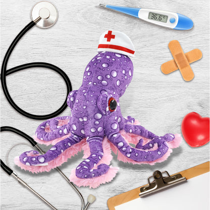 WILD COLLECTION PLUSH - 12" PURPLE OCTOPUS NURSE