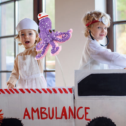 WILD COLLECTION PLUSH - 12" PURPLE OCTOPUS NURSE