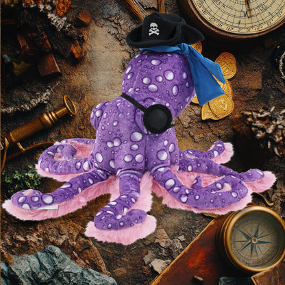 WILD COLLECTION PLUSH - 12" PURPLE OCTOPUS PIRATE DRESS UP