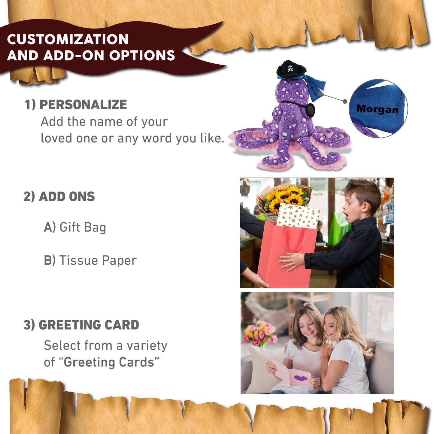 WILD COLLECTION PLUSH - 12" PURPLE OCTOPUS PIRATE DRESS UP