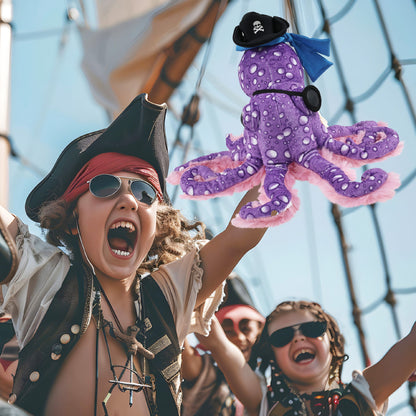 WILD COLLECTION PLUSH - 12" PURPLE OCTOPUS PIRATE DRESS UP