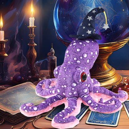 WILD COLLECTION PLUSH - 12" PURPLE OCTOPUS WIZARD