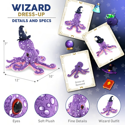 WILD COLLECTION PLUSH - 12" PURPLE OCTOPUS WIZARD