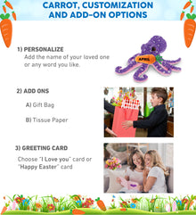 DolliBu Happy Easter Soft Plush Purple Octopus with Carrot Plush - 12 Inches