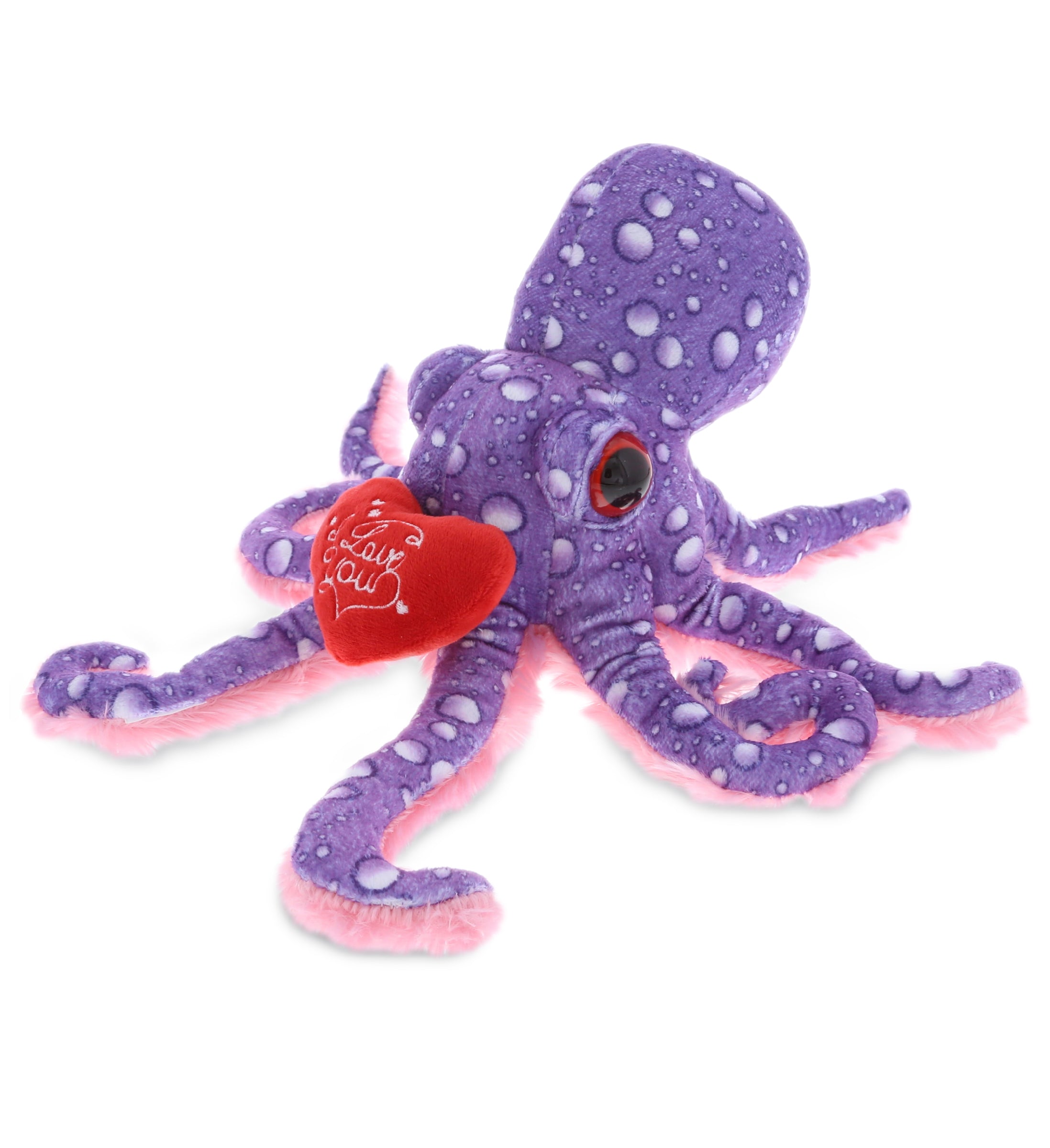 PLUSH I LOVE YOU RED HEART - WILD COLLECTION PLUSH - 12" PURPLE OCTOPUS