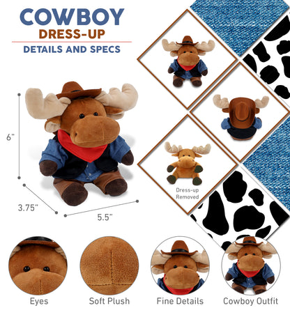 6" PLUSH - MOOSE COWBOY DRESS UP