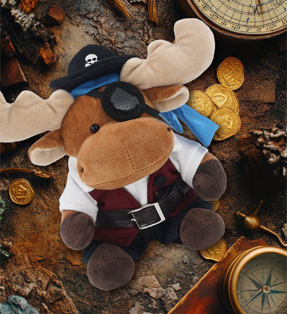 6" PLUSH - MOOSE WITH PIRATE DRESS UP