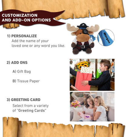 6" PLUSH - MOOSE WITH PIRATE DRESS UP