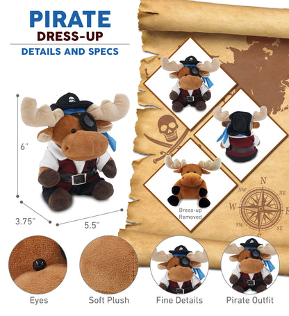 6" PLUSH - MOOSE WITH PIRATE DRESS UP