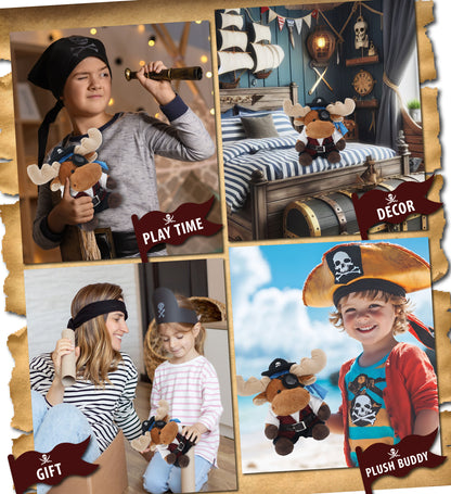 6" PLUSH - MOOSE WITH PIRATE DRESS UP