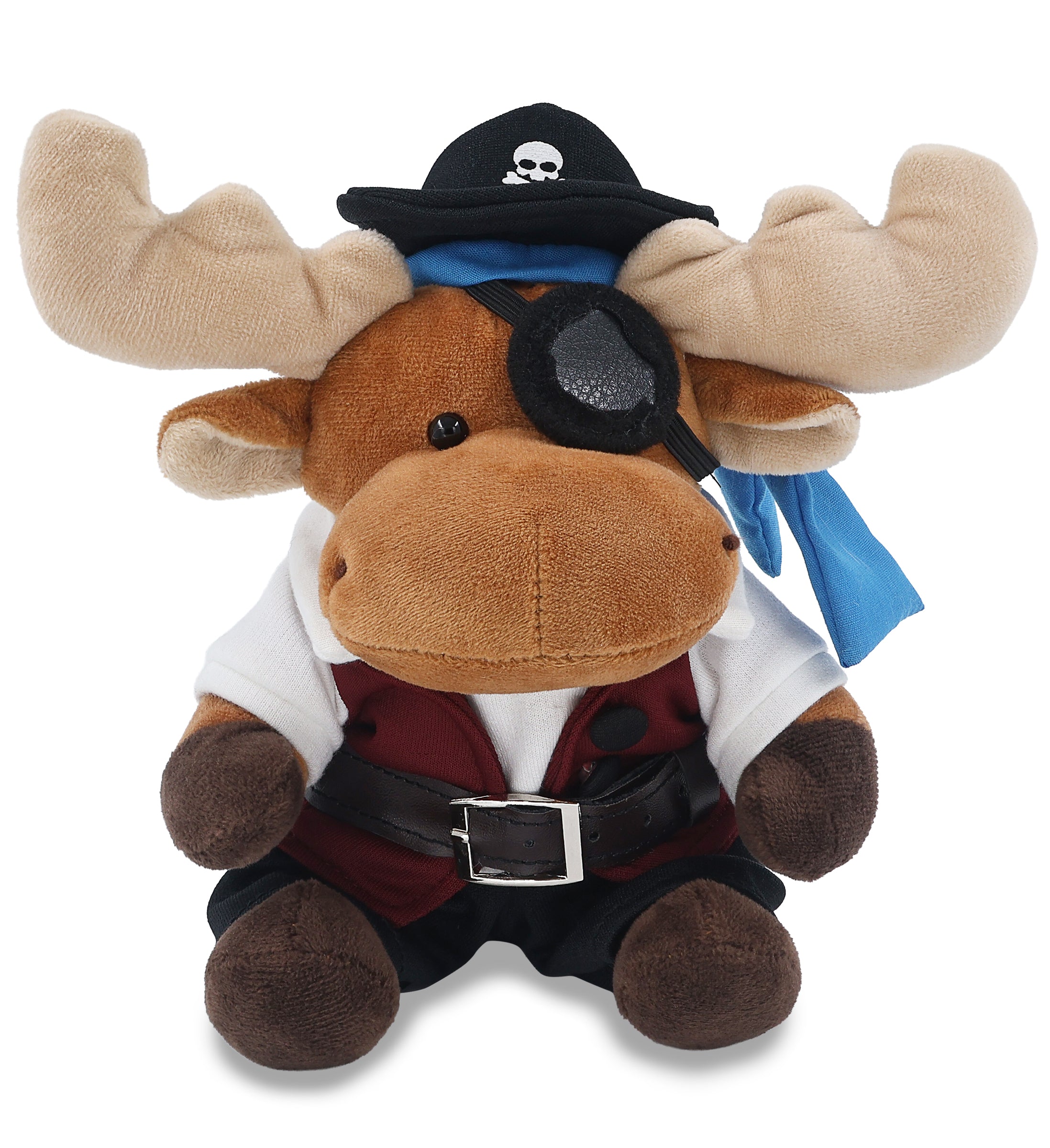 6" PLUSH - MOOSE WITH PIRATE DRESS UP