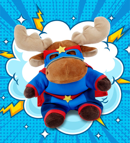 6" PLUSH - MOOSE WITH SUPER HERO DRESS UP