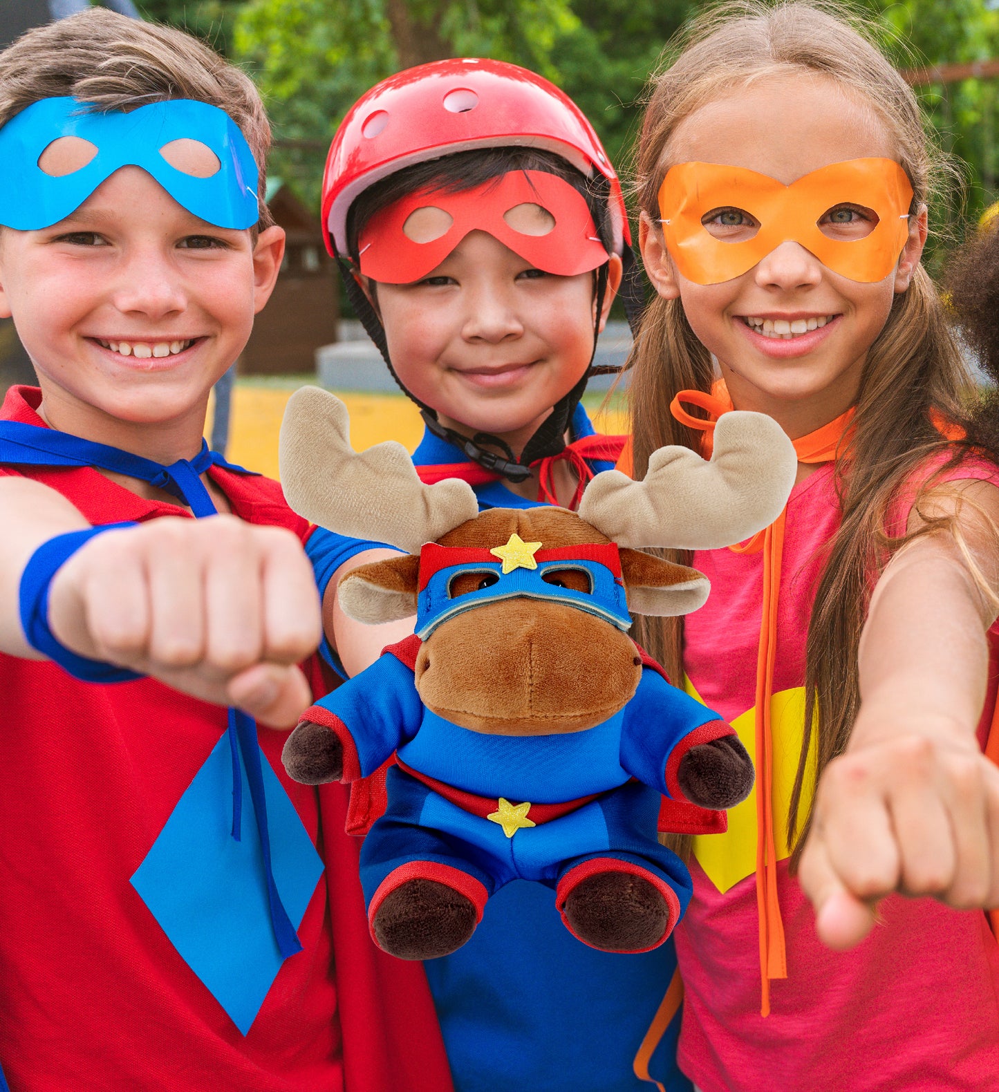 6" PLUSH - MOOSE WITH SUPER HERO DRESS UP