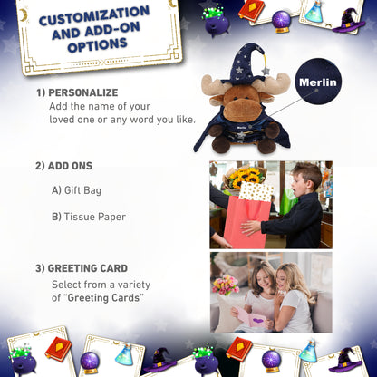6" PLUSH - MOOSE WITH WIZARD DRESS UP
