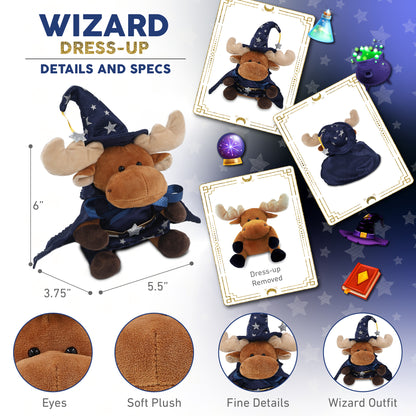 6" PLUSH - MOOSE WITH WIZARD DRESS UP