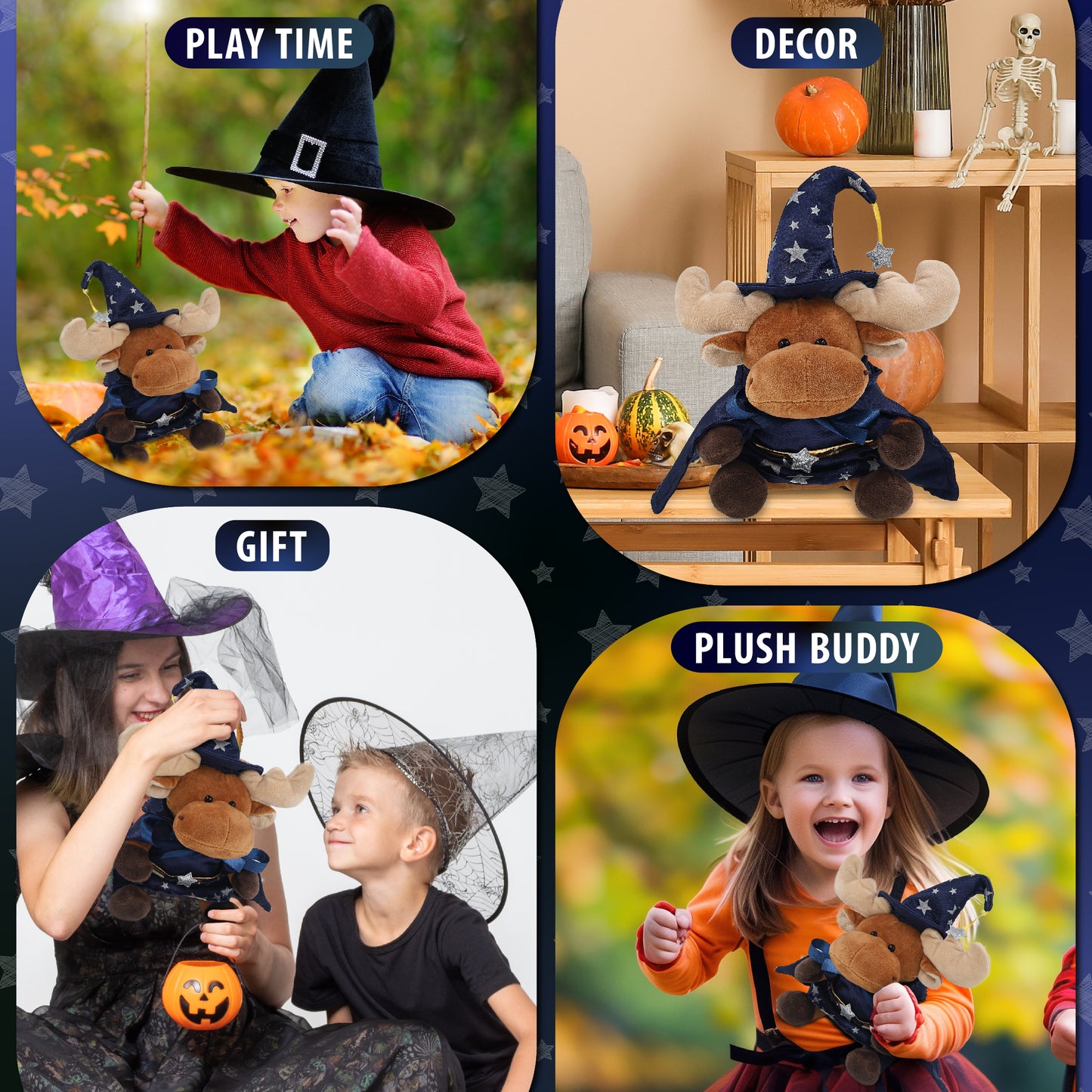 6" PLUSH - MOOSE WITH WIZARD DRESS UP