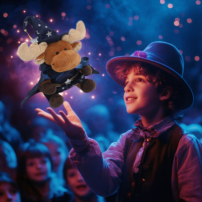 6" PLUSH - MOOSE WITH WIZARD DRESS UP