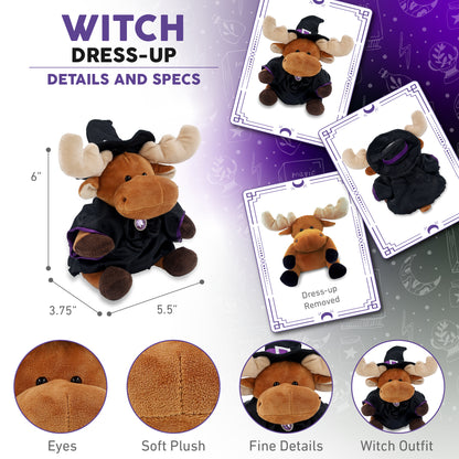 6" PLUSH - MOOSE WITH WITCH DRESS UP