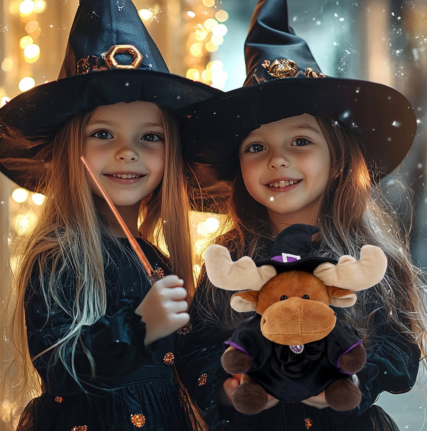 6" PLUSH - MOOSE WITH WITCH DRESS UP