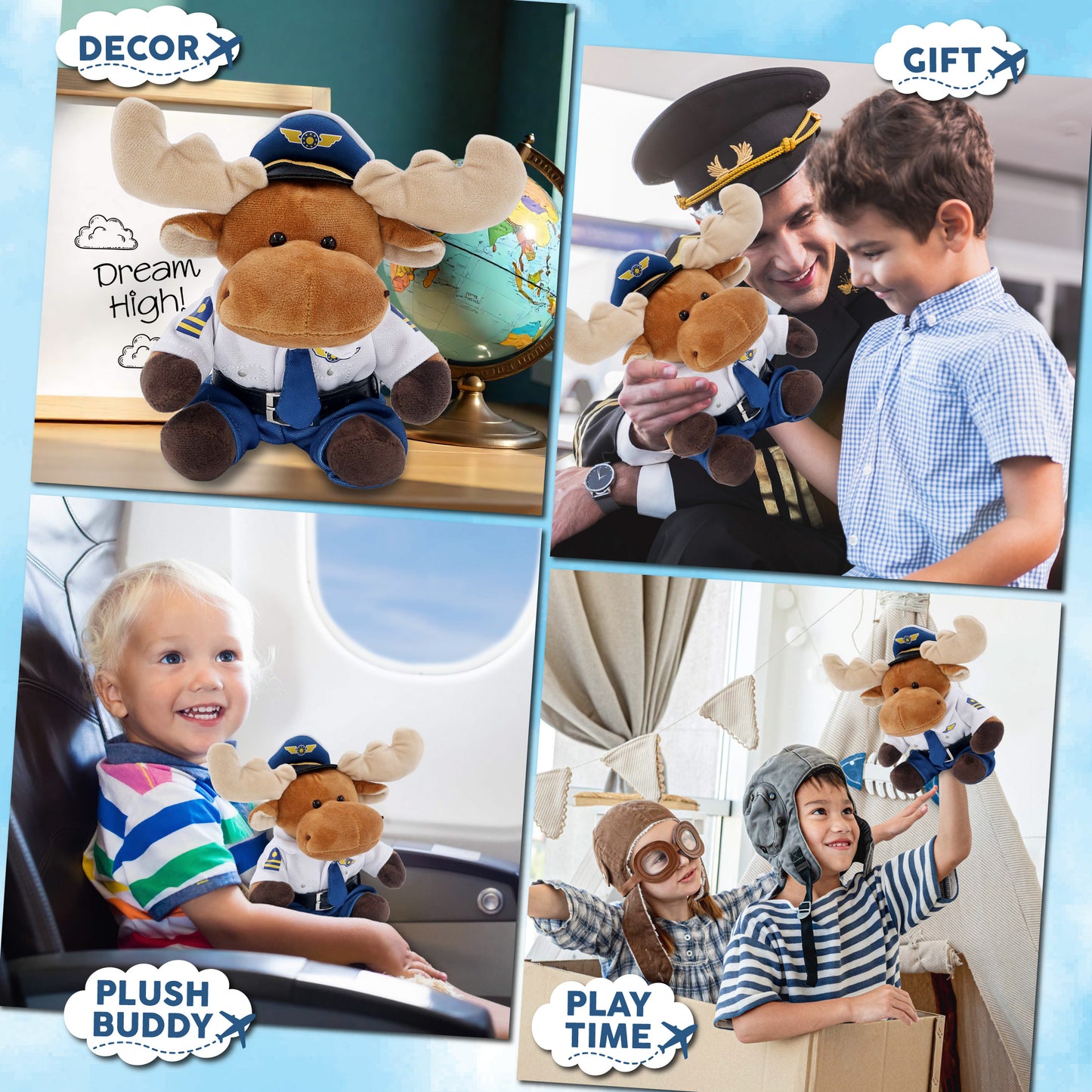 6" PLUSH - MOOSE WITH PILOT DRESS UP