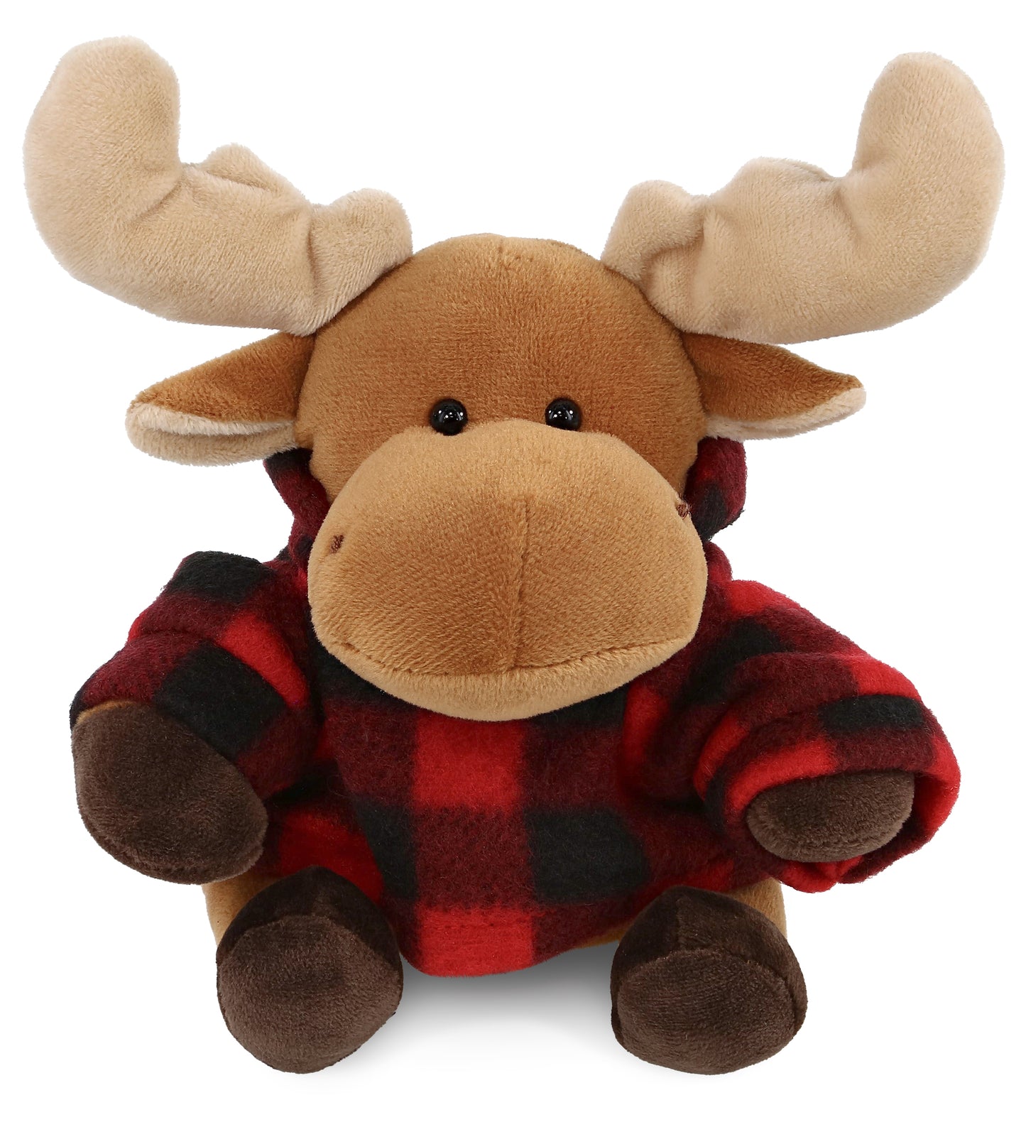 PLUSH RED PLAID HOODIE - 6" PLUSH - MOOSE