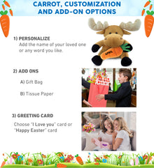 DolliBu Happy Easter Super Soft Plush Moose with Carrot Plush Toy - 6 Inches