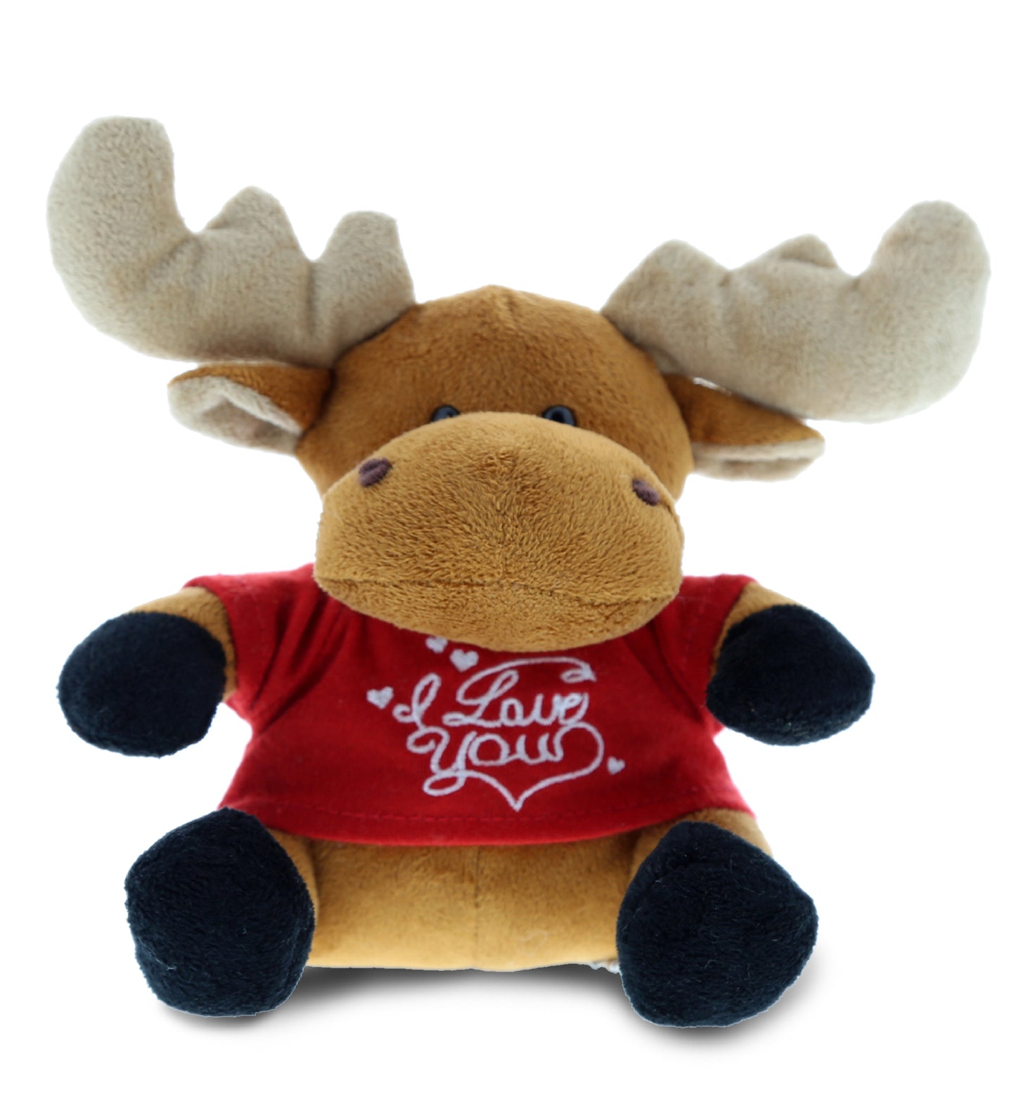 PLUSH I LOVE YOU RED SHIRT- 6" PLUSH - MOOSE