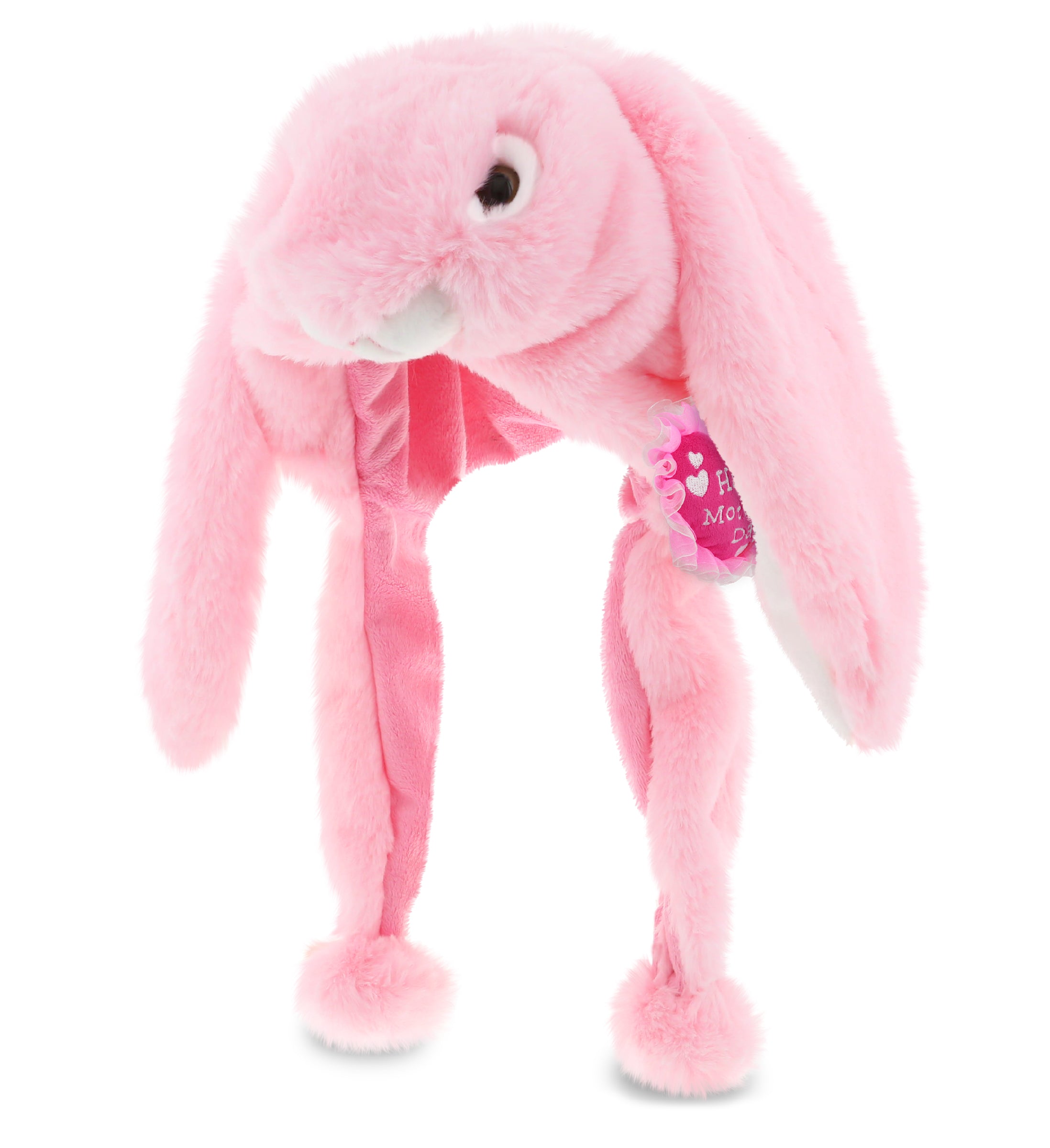 PLUSH MOTHERS DAY HEART - SUPER SOFT PLUSH HAT - PINK BUNNY