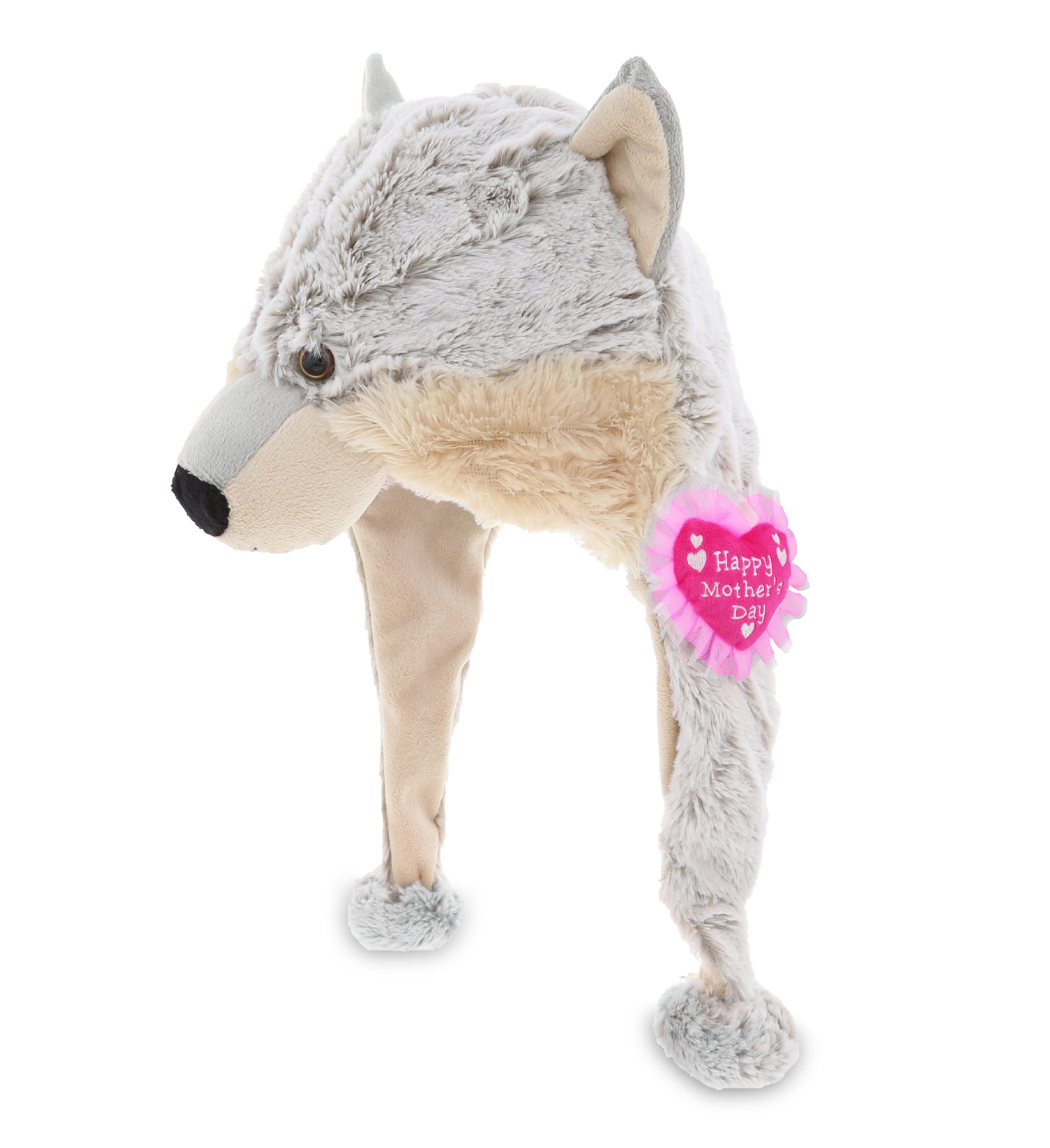 PLUSH MOTHERS DAY HEART - SUPER SOFT PLUSH HAT - WOLF
