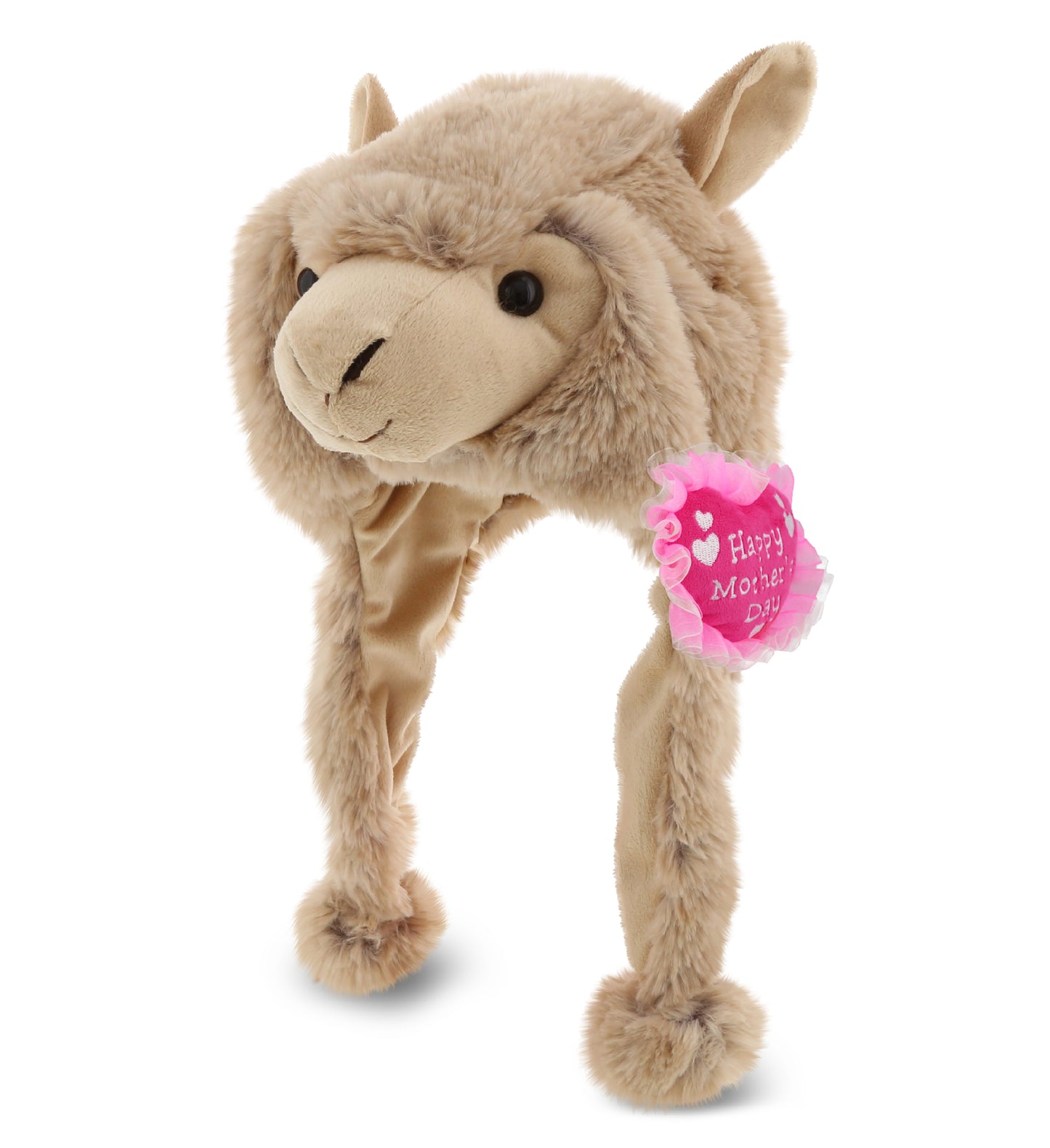 PLUSH MOTHERS DAY HEART - SUPER SOFT PLUSH HAT - BROWN LLAMA
