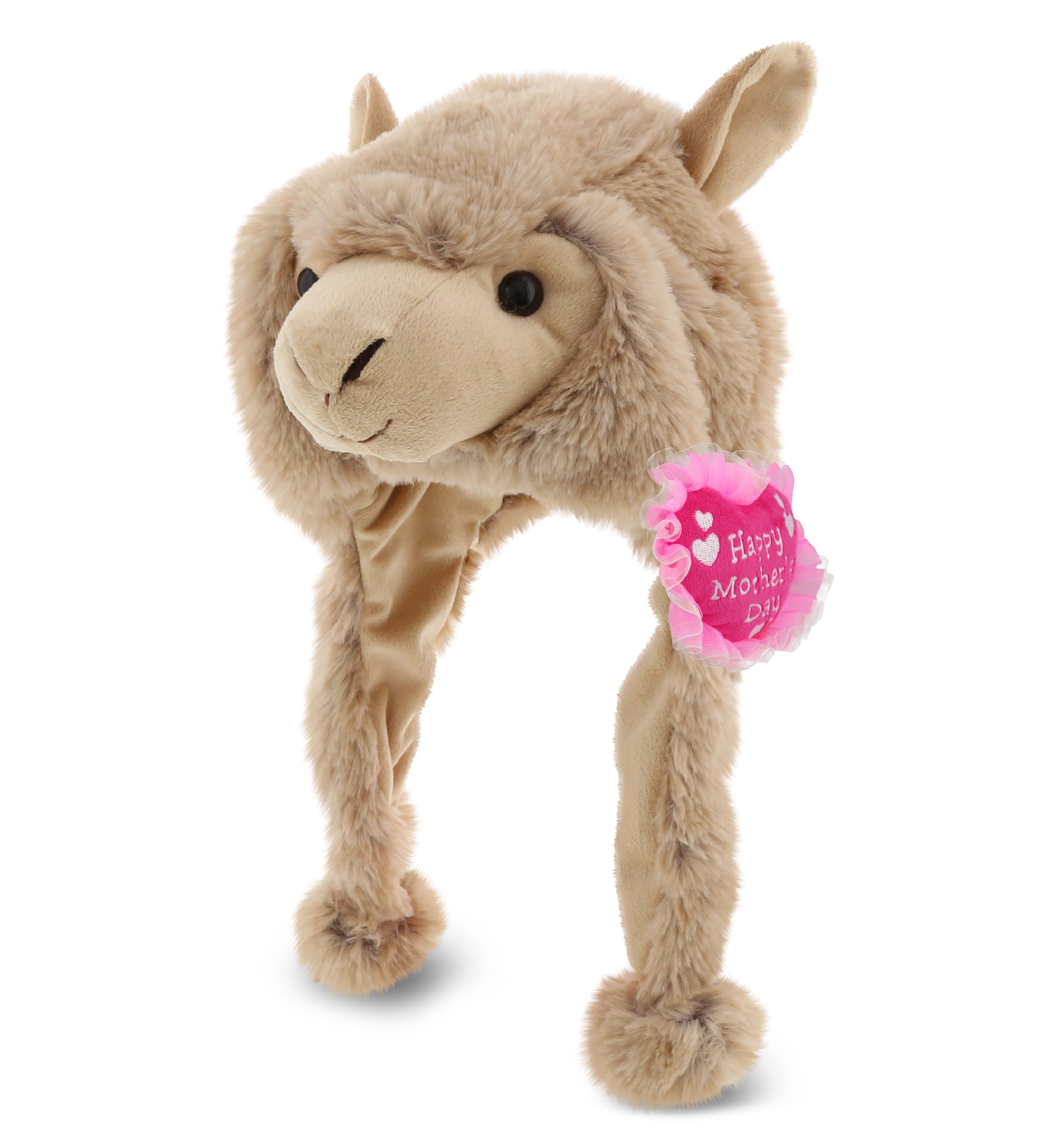 PLUSH MOTHERS DAY HEART - SUPER SOFT PLUSH HAT - BROWN LLAMA