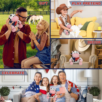 6" PLUSH - COW WITH TEXAS FLAG BANDANA