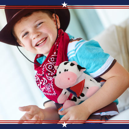 6" PLUSH - COW WITH TEXAS FLAG BANDANA