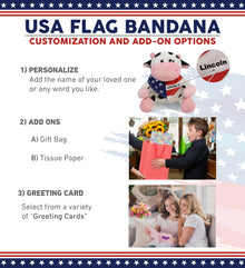 6" PLUSH - COW WITH USA FLAG BANDANA